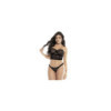Bustier en résille noire sans bretelles et string assorti 